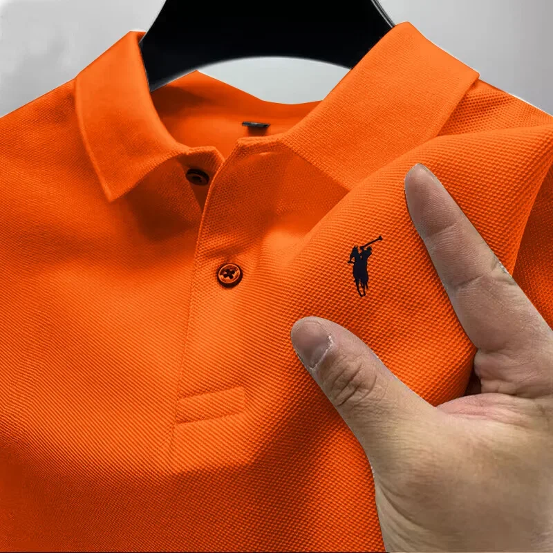 2026 Men's Summer High end Printed Golf Collar T-shirt Solid Color Breathable Office and Leisure High quality Men's Wear S-4XL
