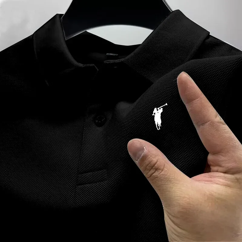 2026 Men's Summer High end Printed Golf Collar T-shirt Solid Color Breathable Office and Leisure High quality Men's Wear S-4XL