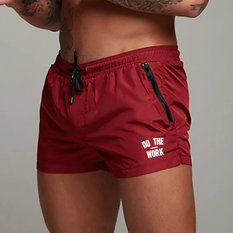 Men's Swimsuit Swim Shorts Summer Casual Beach Board Shorts for Men Quick Dry Running Surf Fitness Gym Shorts Zipper Pocket