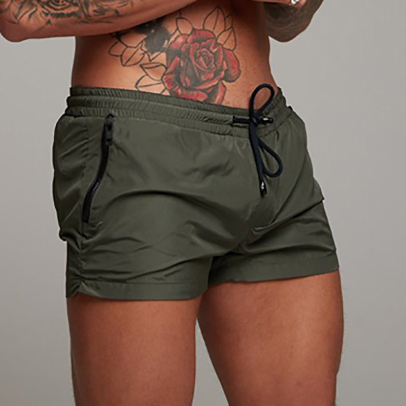 Men's Swimsuit Swim Shorts Summer Casual Beach Board Shorts for Men Quick Dry Running Surf Fitness Gym Shorts Zipper Pocket