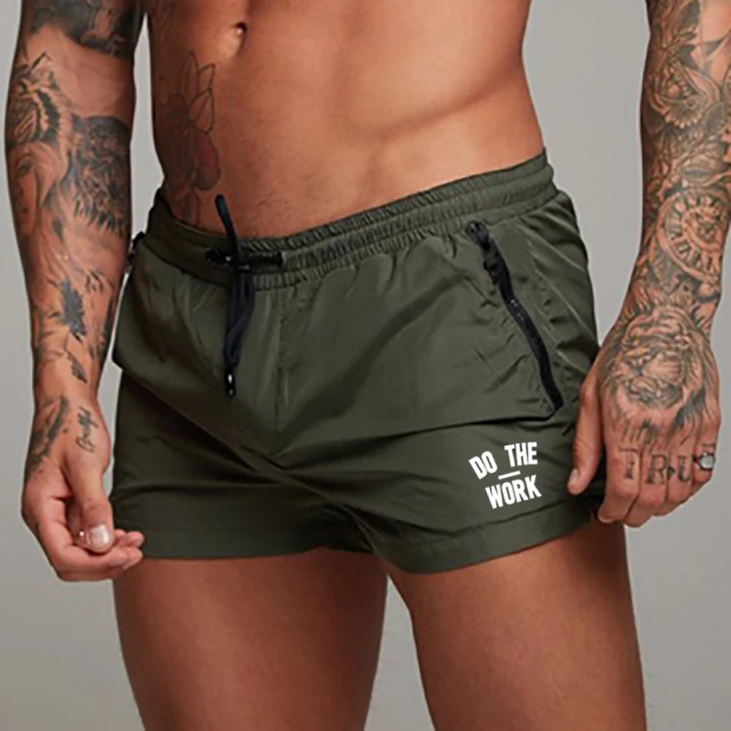 Men's Swimsuit Swim Shorts Summer Casual Beach Board Shorts for Men Quick Dry Running Surf Fitness Gym Shorts Zipper Pocket