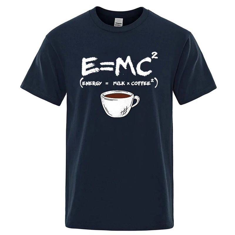 Summer Men T-shirt Cotton Blend Casual Funny Energy=Milk+Coffee Print Men Cool Loose O-neck Tops For Men Short Sleeve Male Tees