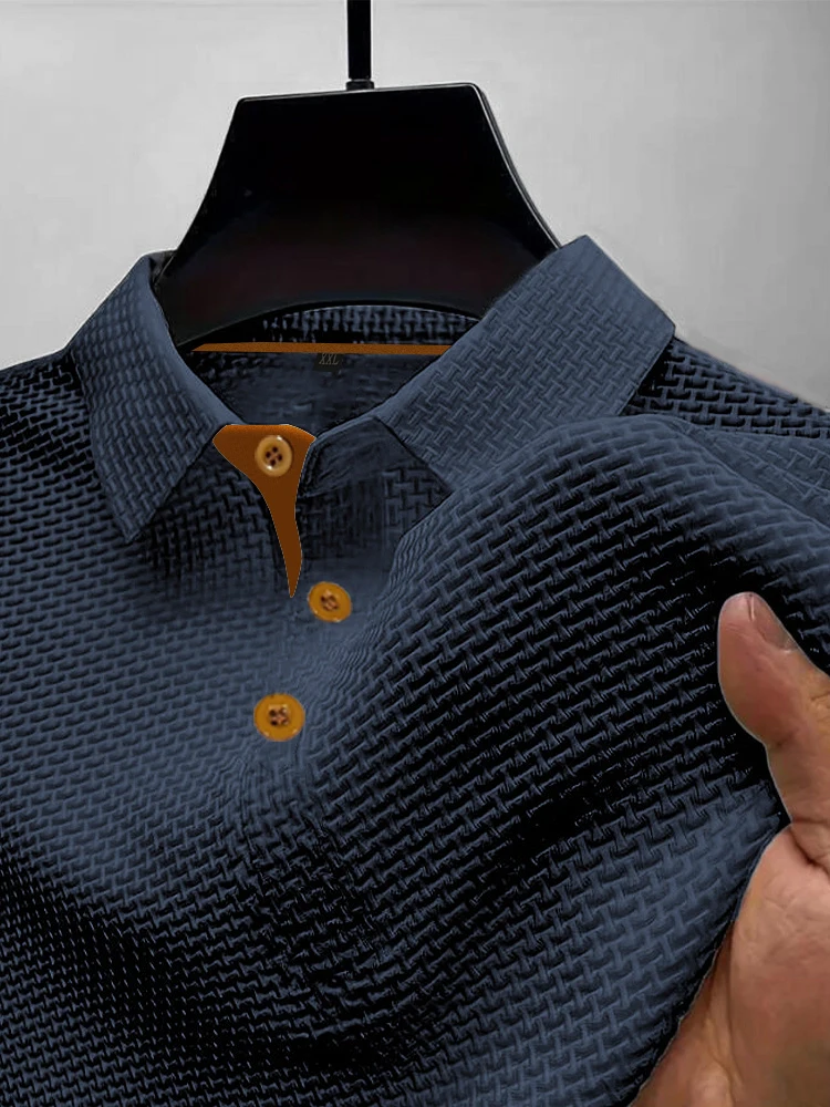 Summer ice silk lapel POLO men's short-sleeved T-shirt, men's top