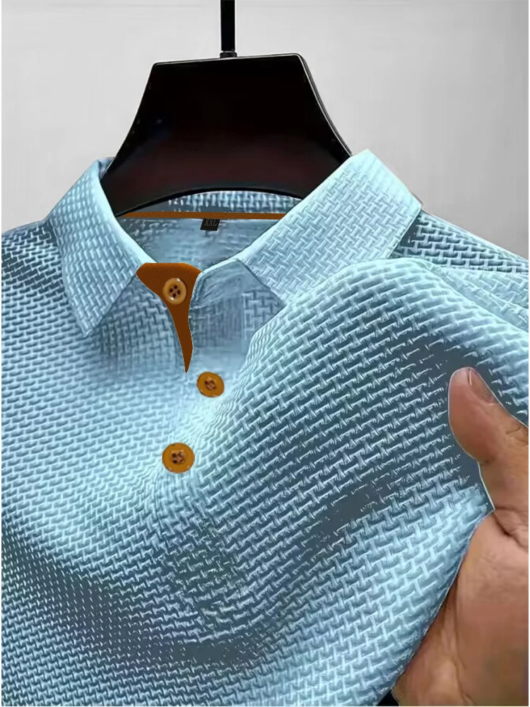 Summer ice silk lapel POLO men's short-sleeved T-shirt, men's top