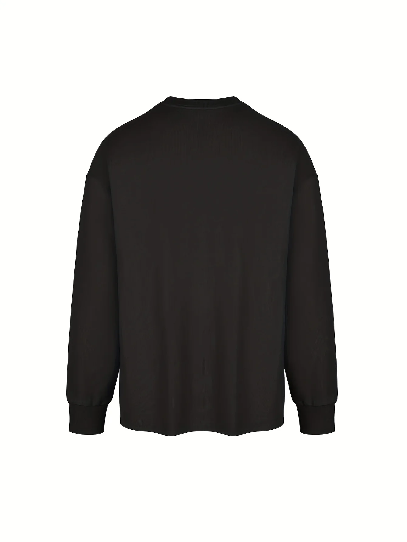 Men's 100% Pure Cotton Loose and Comfortable Sports and Leisure Letter Printed Round Neck Long Sleeved T-Shirt Top
