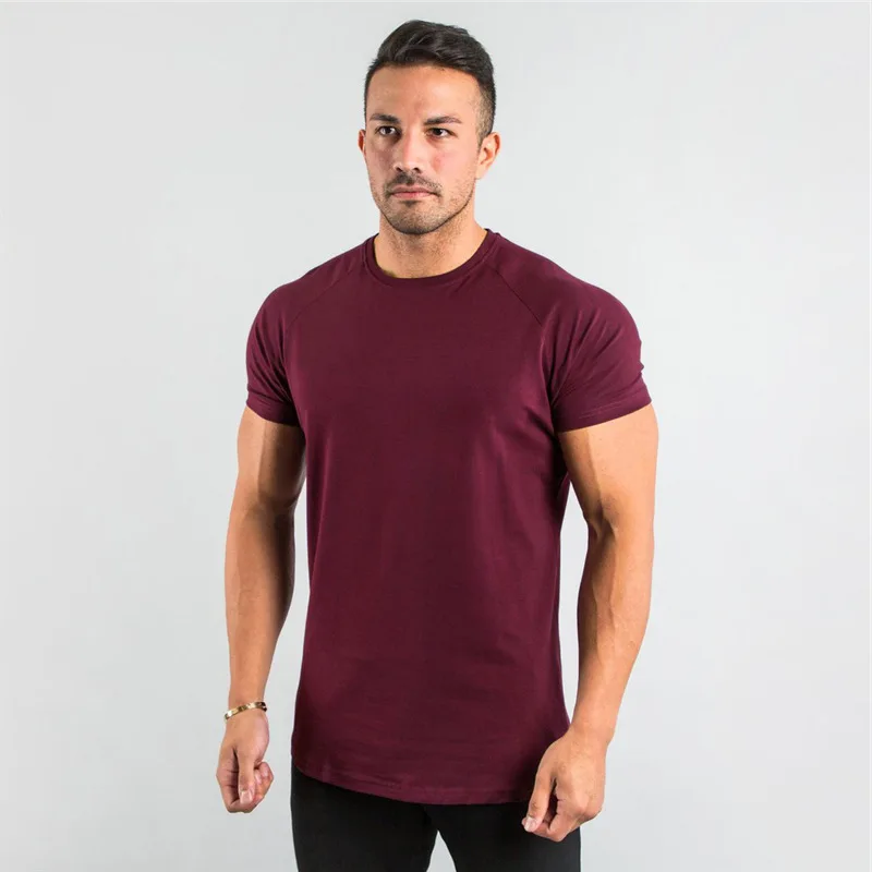 Men's Summer Skinny Casual T-Shirt Short Sleeve Tee Male Gym Fitness Sport Cotton Tops Man Running Workouts Sweatshirt Clothing