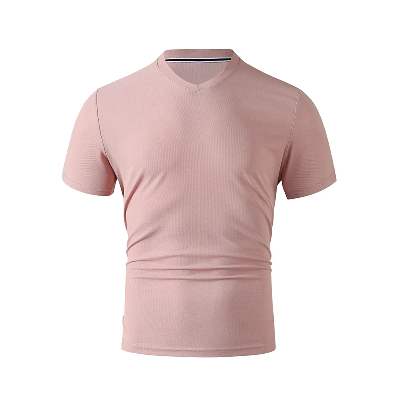 2026 New Men's Casual Fashion Simple V-neck Short Sleeved T-shirt Summer Comfortable Breathable Versatile Top