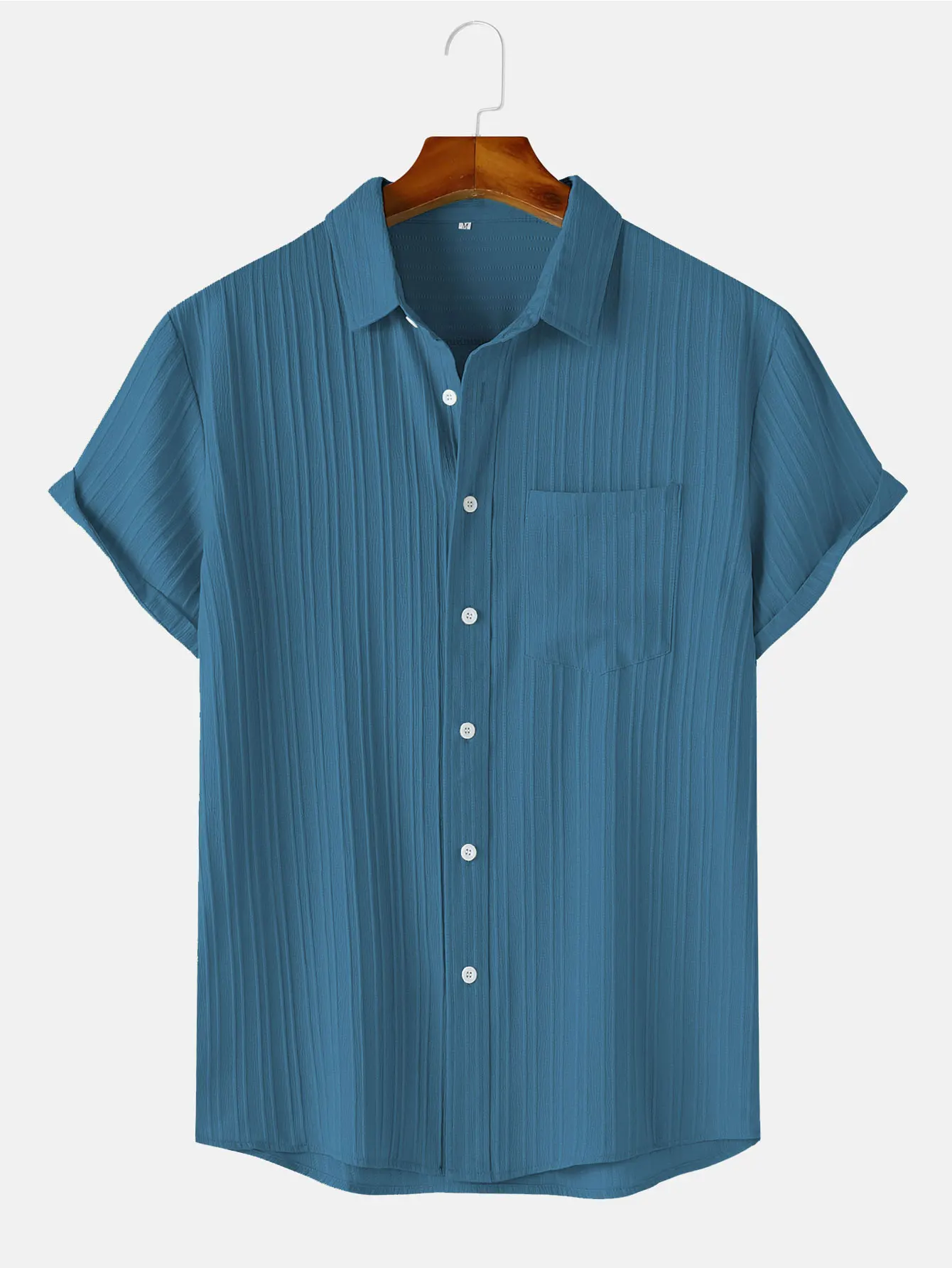 Men's Comfortable Shirt Summer Beach Men's Shirt Men's Short Sleeve Shirts Solid Color Casual Short Sleeve Shirt