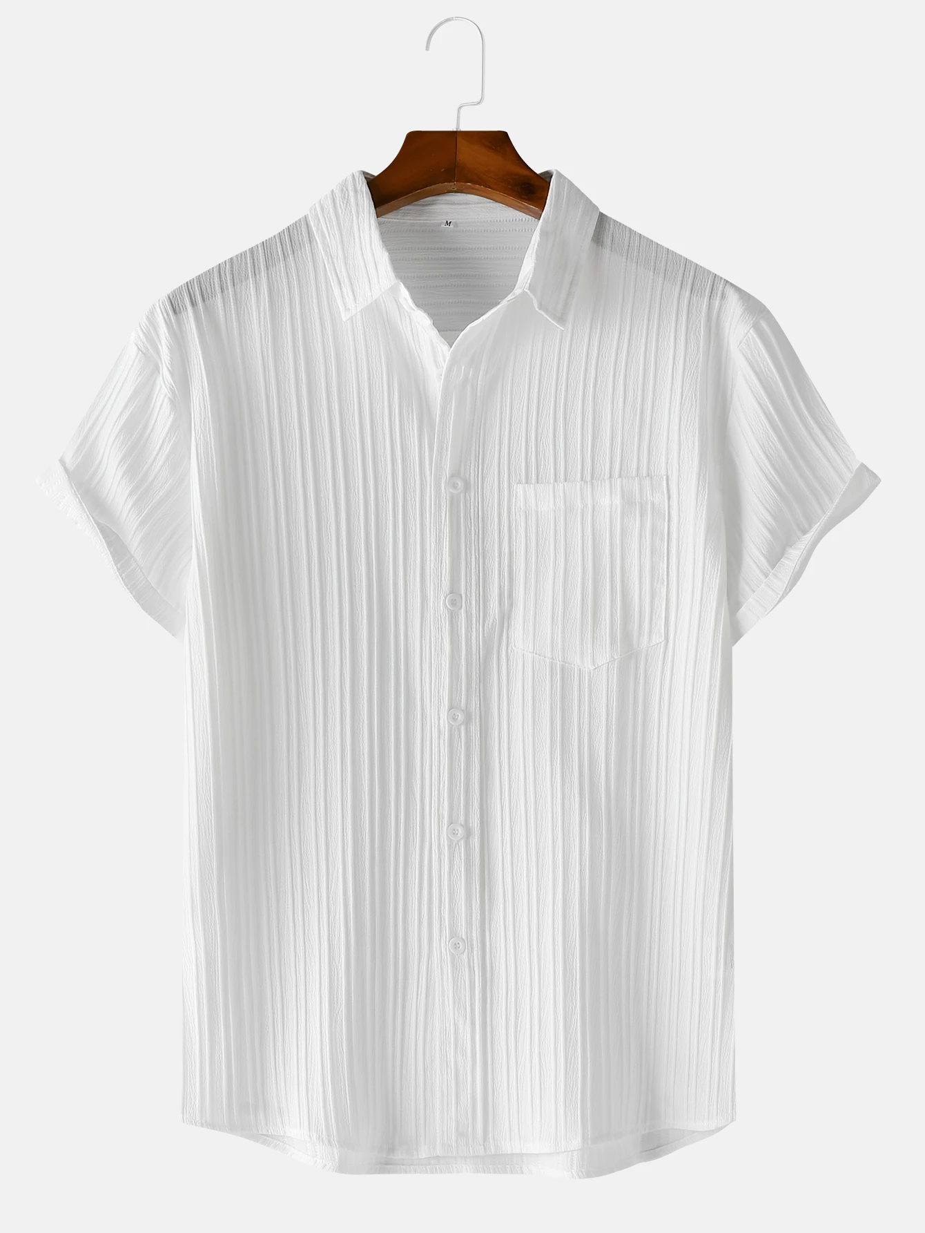 Men's Comfortable Shirt Summer Beach Men's Shirt Men's Short Sleeve Shirts Solid Color Casual Short Sleeve Shirt