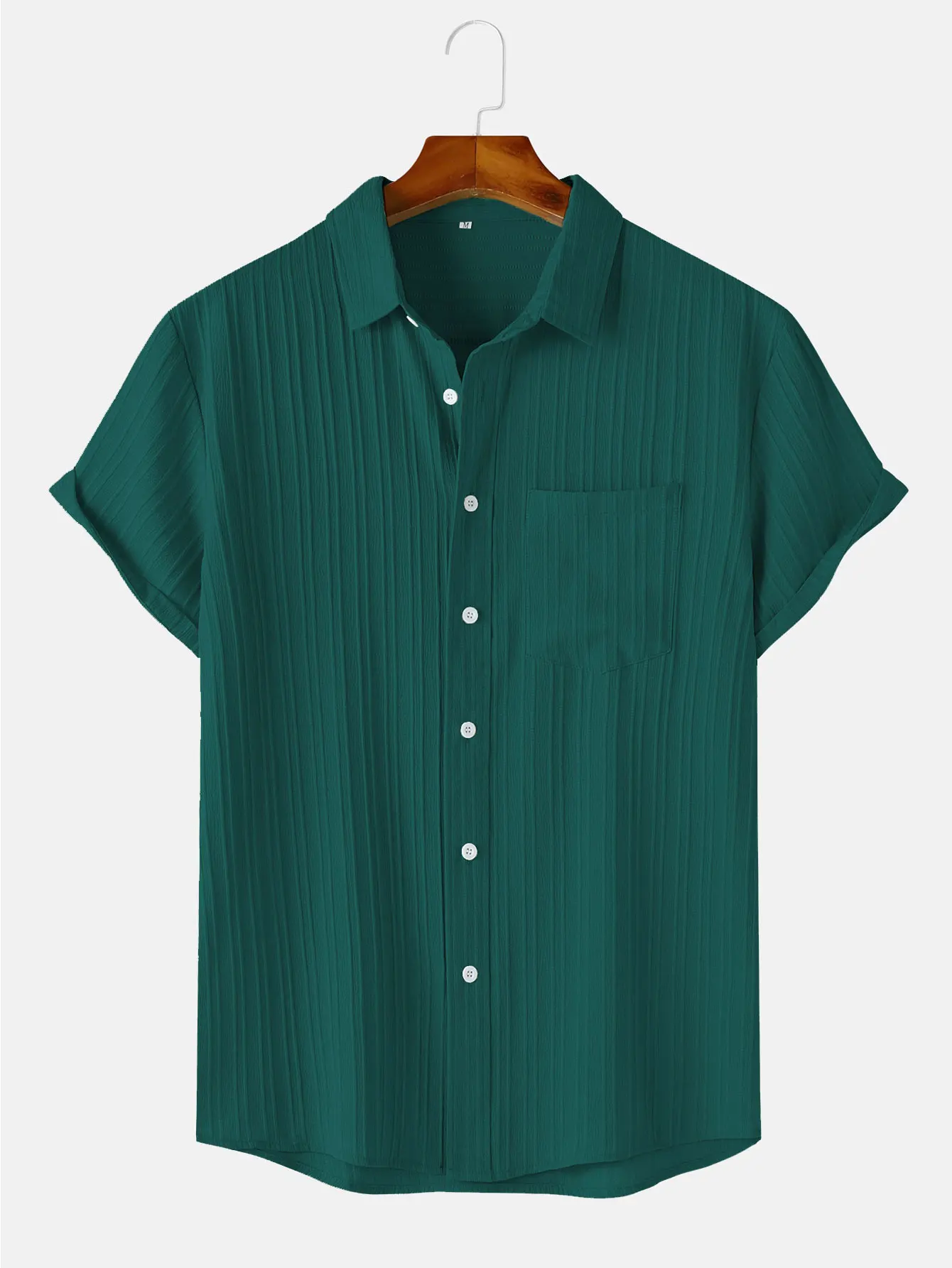 Men's Comfortable Shirt Summer Beach Men's Shirt Men's Short Sleeve Shirts Solid Color Casual Short Sleeve Shirt