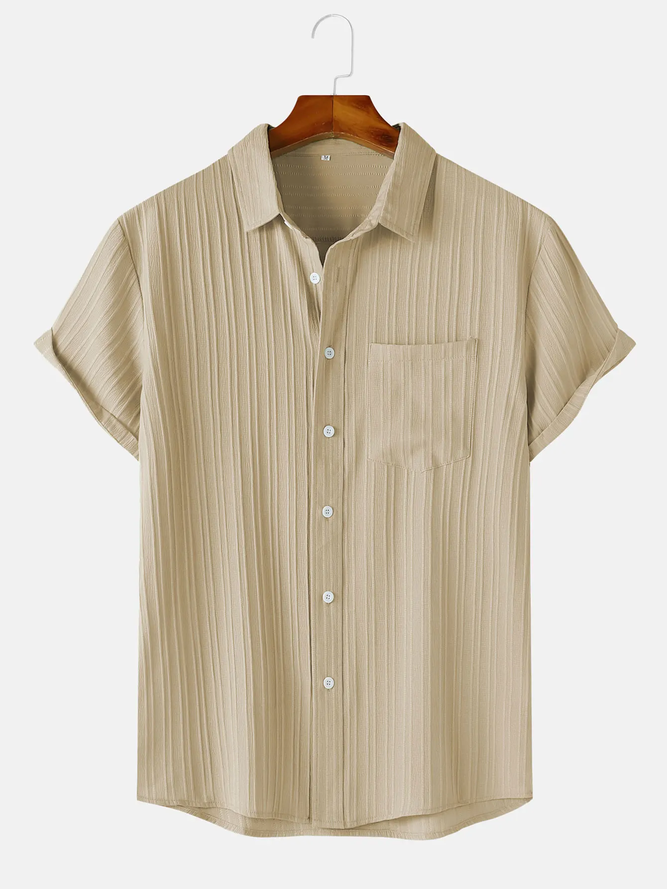Men's Comfortable Shirt Summer Beach Men's Shirt Men's Short Sleeve Shirts Solid Color Casual Short Sleeve Shirt
