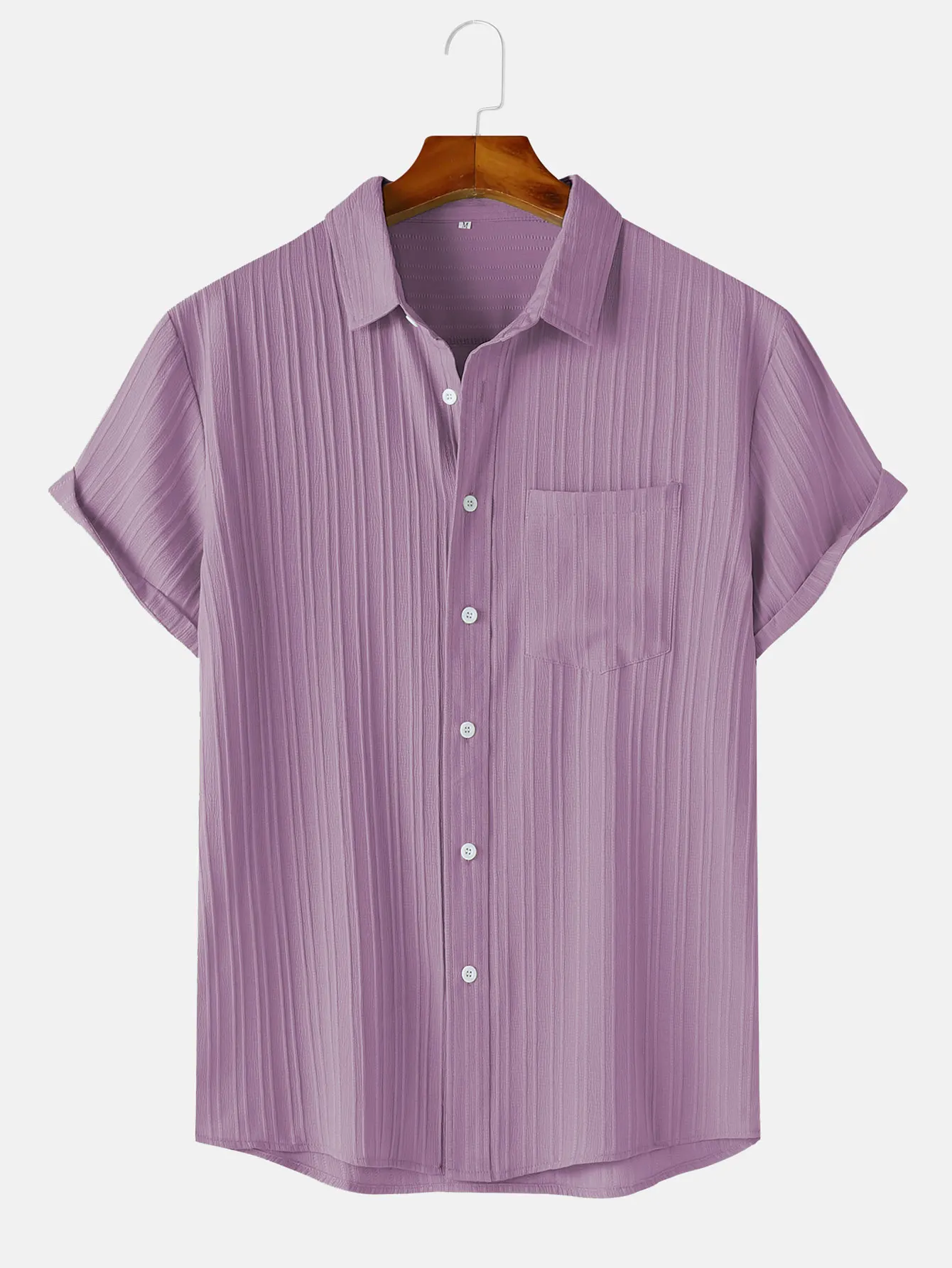 Men's Comfortable Shirt Summer Beach Men's Shirt Men's Short Sleeve Shirts Solid Color Casual Short Sleeve Shirt