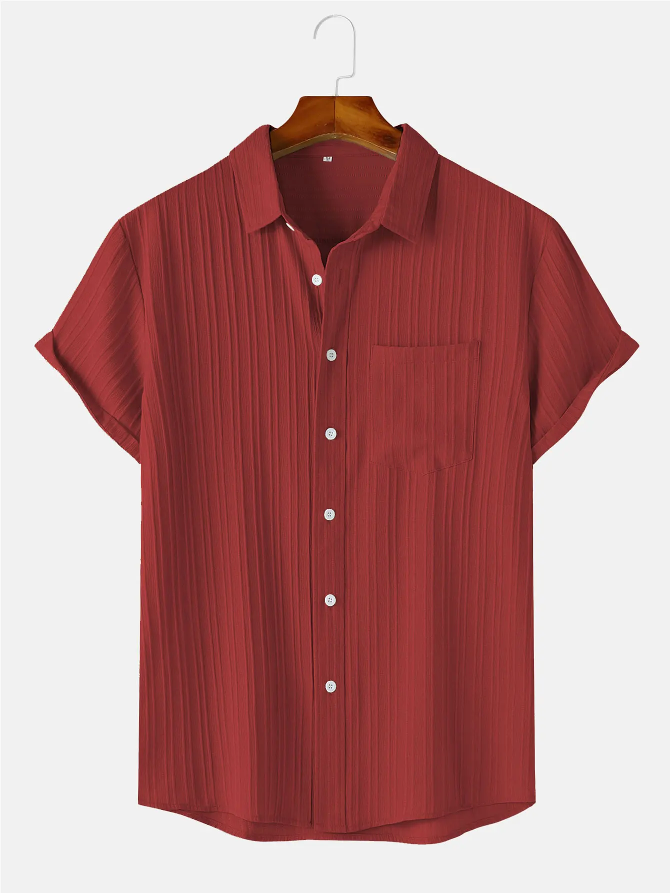 Men's Comfortable Shirt Summer Beach Men's Shirt Men's Short Sleeve Shirts Solid Color Casual Short Sleeve Shirt