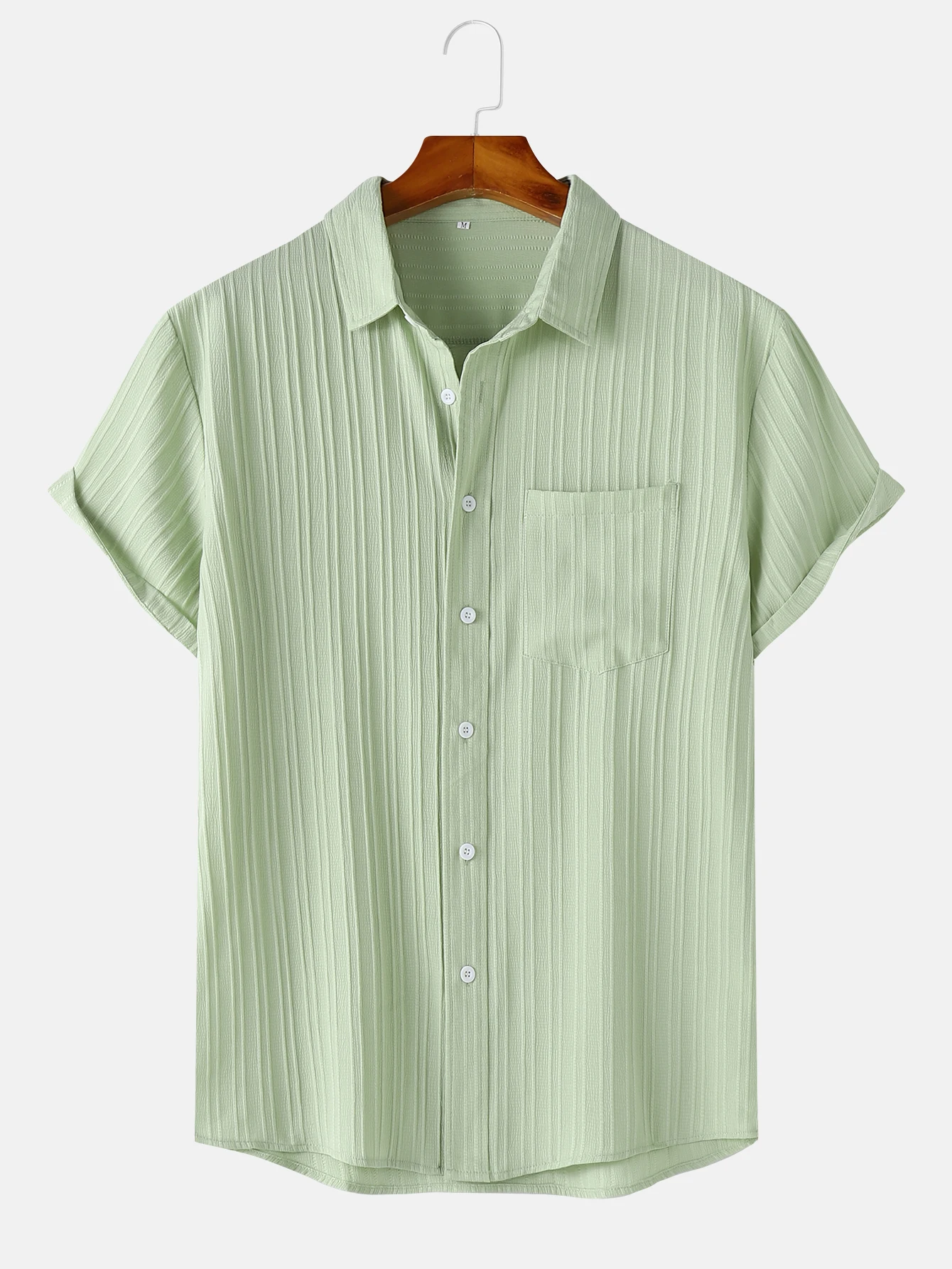 Men's Comfortable Shirt Summer Beach Men's Shirt Men's Short Sleeve Shirts Solid Color Casual Short Sleeve Shirt