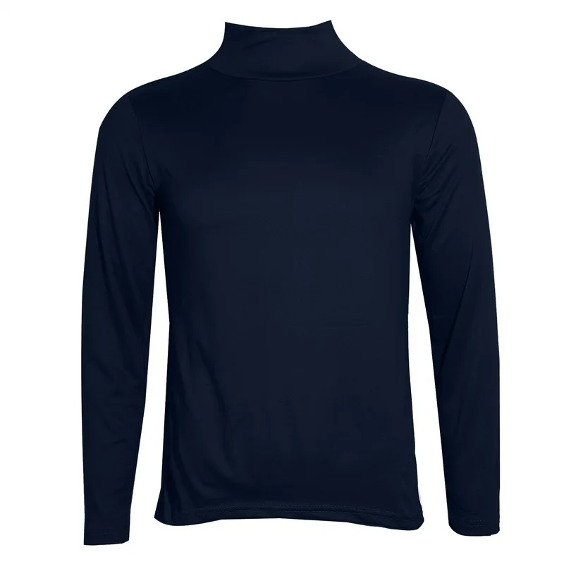 Fashion Men's Casual Slim Fit Basic Turtleneck High Collar Pullover Male Autumn Spring Thin Tops Basic Bottoming Plain T-shirt