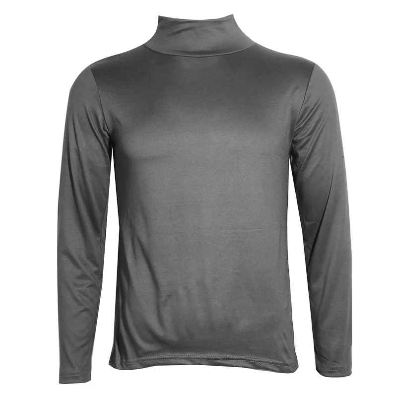 Fashion Men's Casual Slim Fit Basic Turtleneck High Collar Pullover Male Autumn Spring Thin Tops Basic Bottoming Plain T-shirt