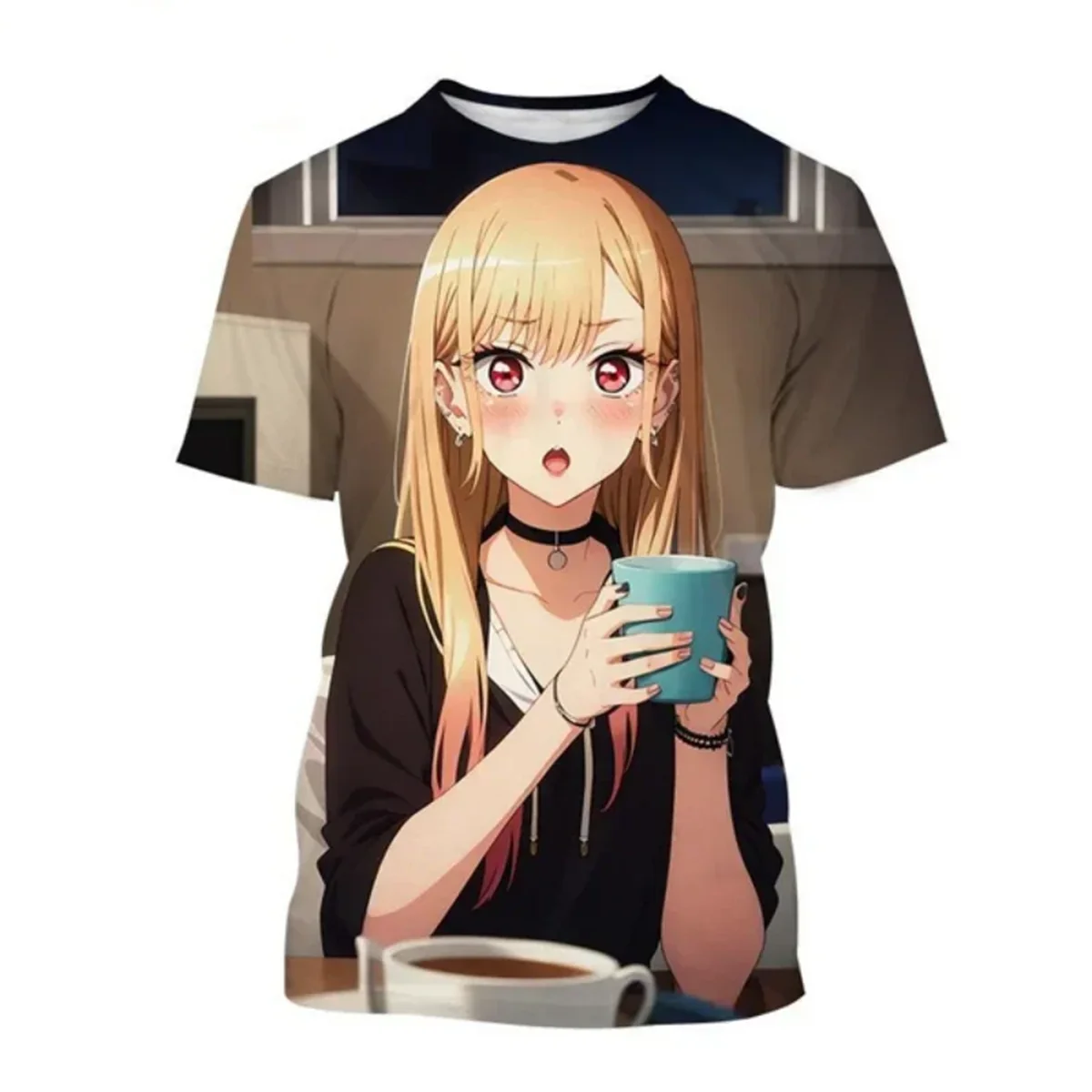 Trendy Men's 3D Personalized T-shirt Japanese Kitagawa Shinrikyo Girls' Printed 3D Pattern Breathable Summer Short Sleeve