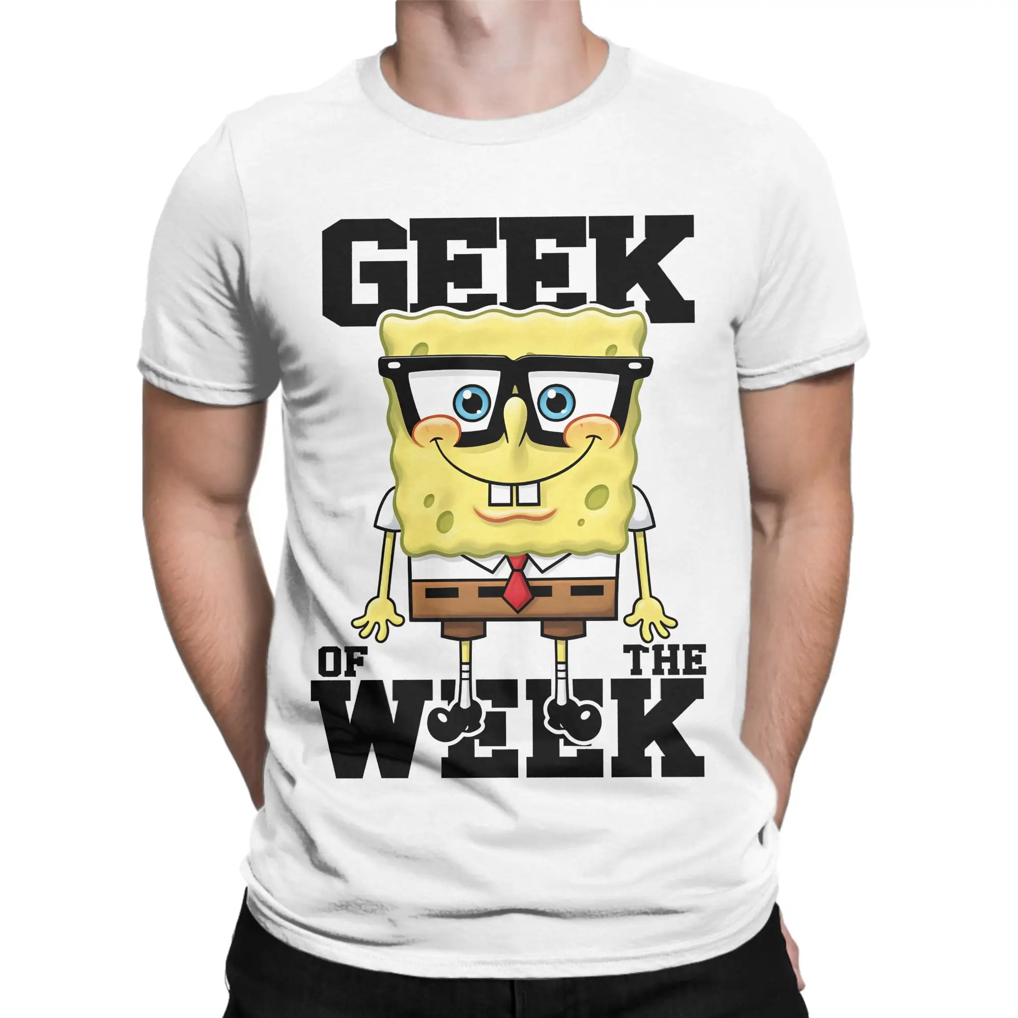 Novelty Spongebobs T-Shirt Men Crew Neck Cotton T Shirts Short Sleeve Tees Gift Clothing