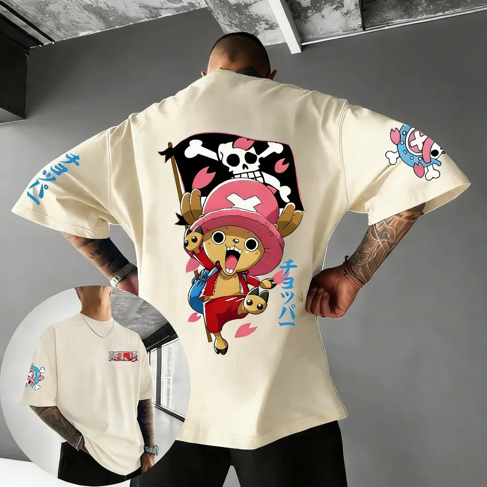 ONE PIECE New Unisex Cotton T-shirt Tony Tony Chopper 2026 Summer Harajuku Anime Printed Large Loose Parent Short Sleeve