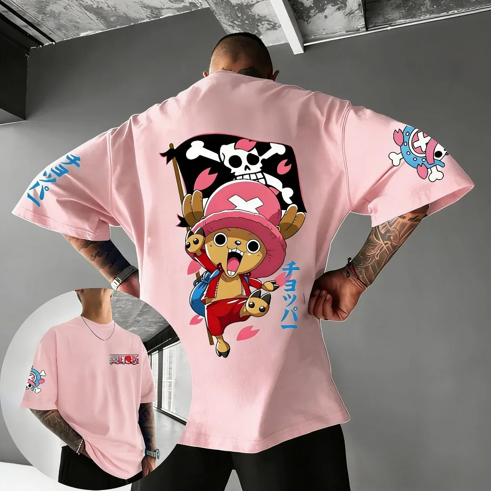 ONE PIECE New Unisex Cotton T-shirt Tony Tony Chopper 2026 Summer Harajuku Anime Printed Large Loose Parent Short Sleeve