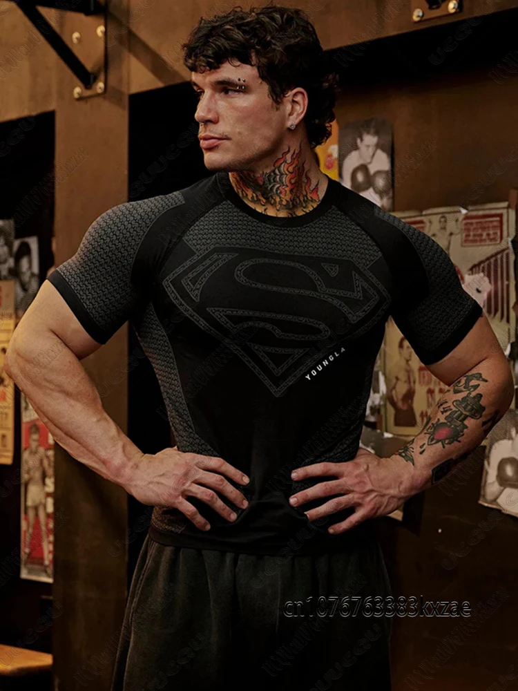 Super-man Special Edition Men's Fit Fitness Athletic T-Shirt Quick Dry Gym Workout Fitness Top Bodybuilding Muscle Male TShirt