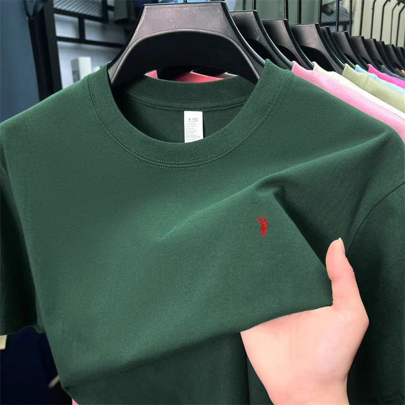 100% Pure Cotton Breathable Short-Sleeved T-Shirt for Men's Summer Golf, Paul Print Loose Casual Round Neck Top