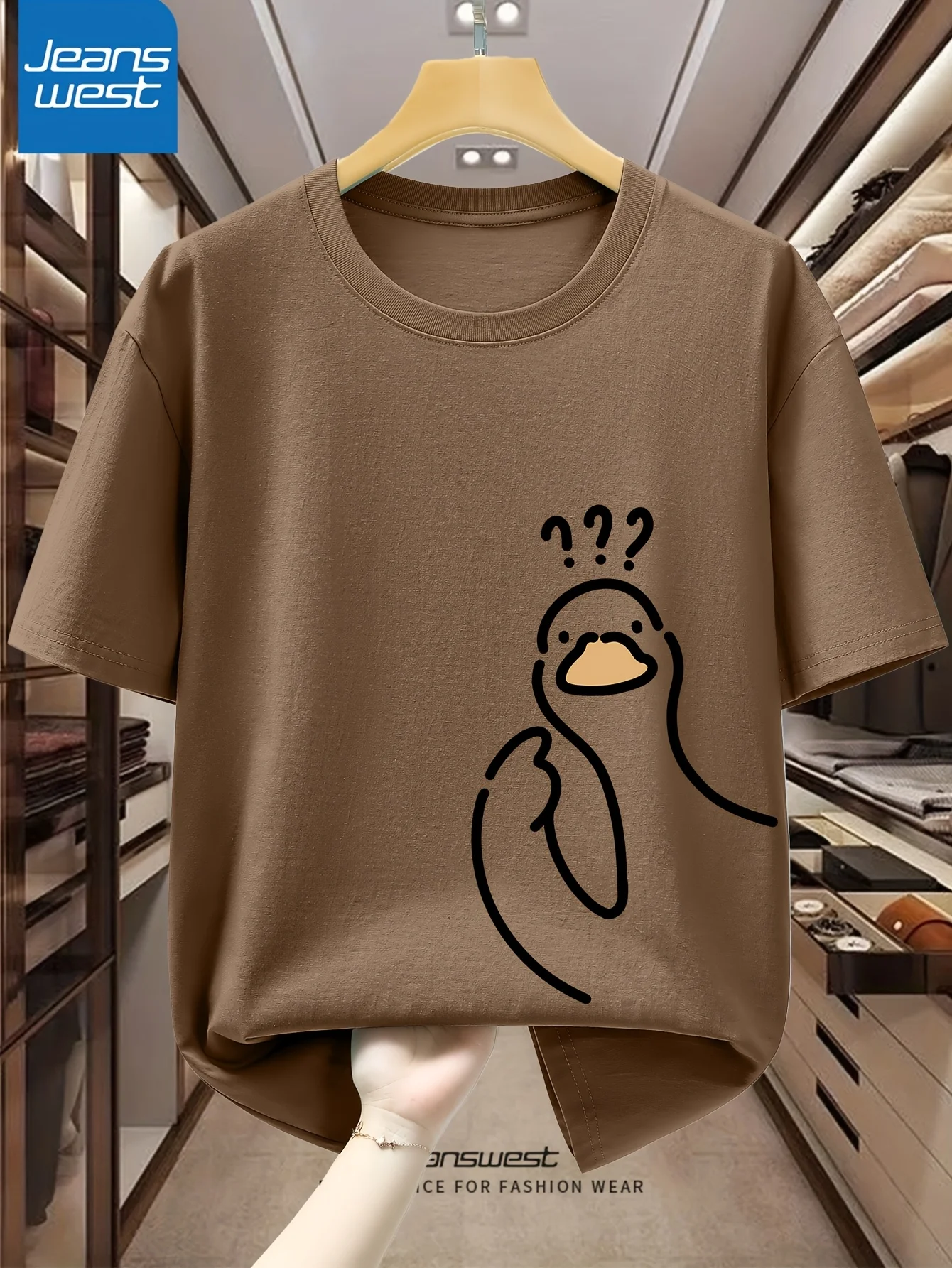 Men's 100% Pure Cotton Fashionable Casual Loose Sports cartoon Pigeon Pattern Printed Round Neck Short Sleeved T-Shirt Top