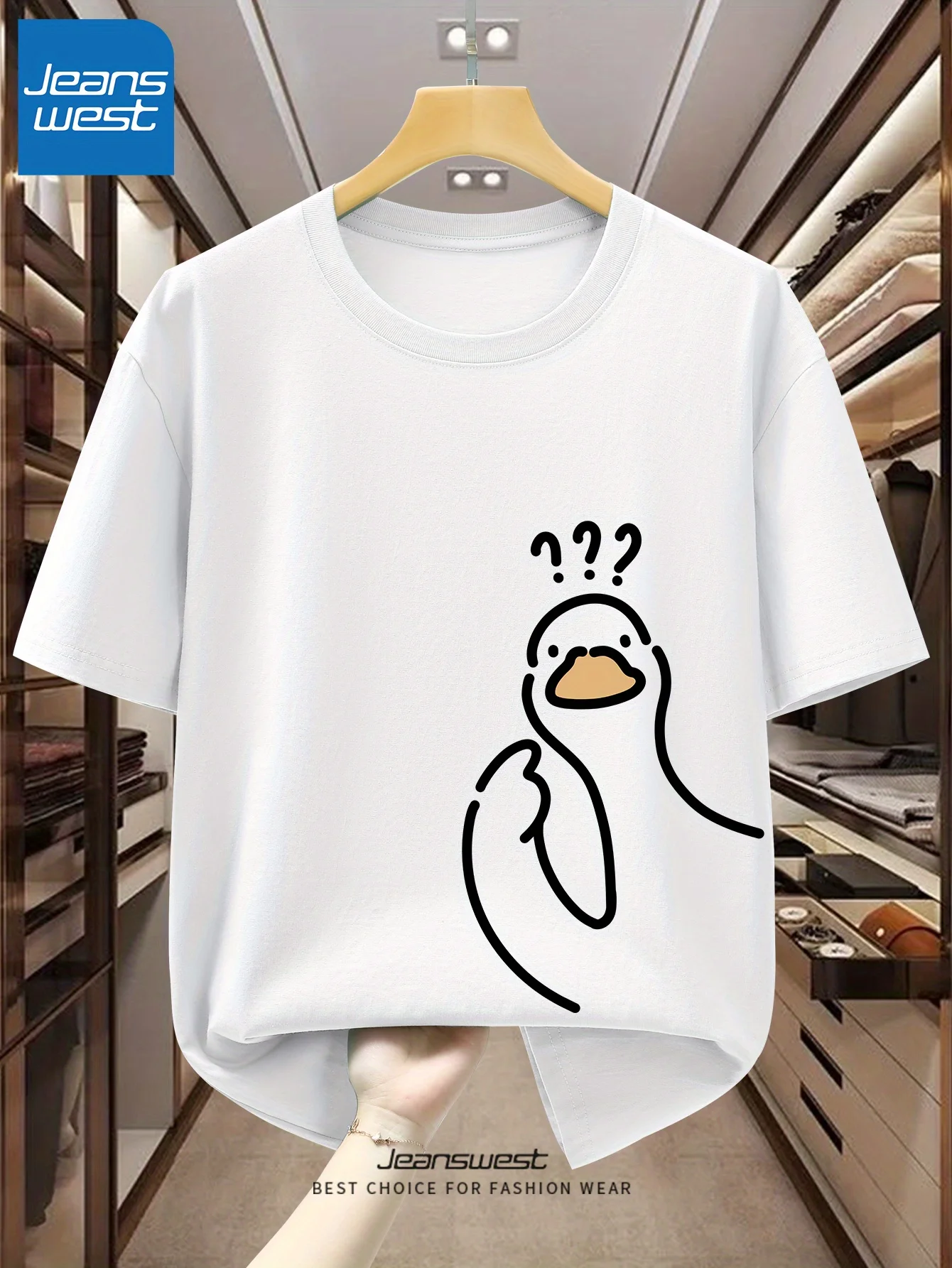 Men's 100% Pure Cotton Fashionable Casual Loose Sports cartoon Pigeon Pattern Printed Round Neck Short Sleeved T-Shirt Top