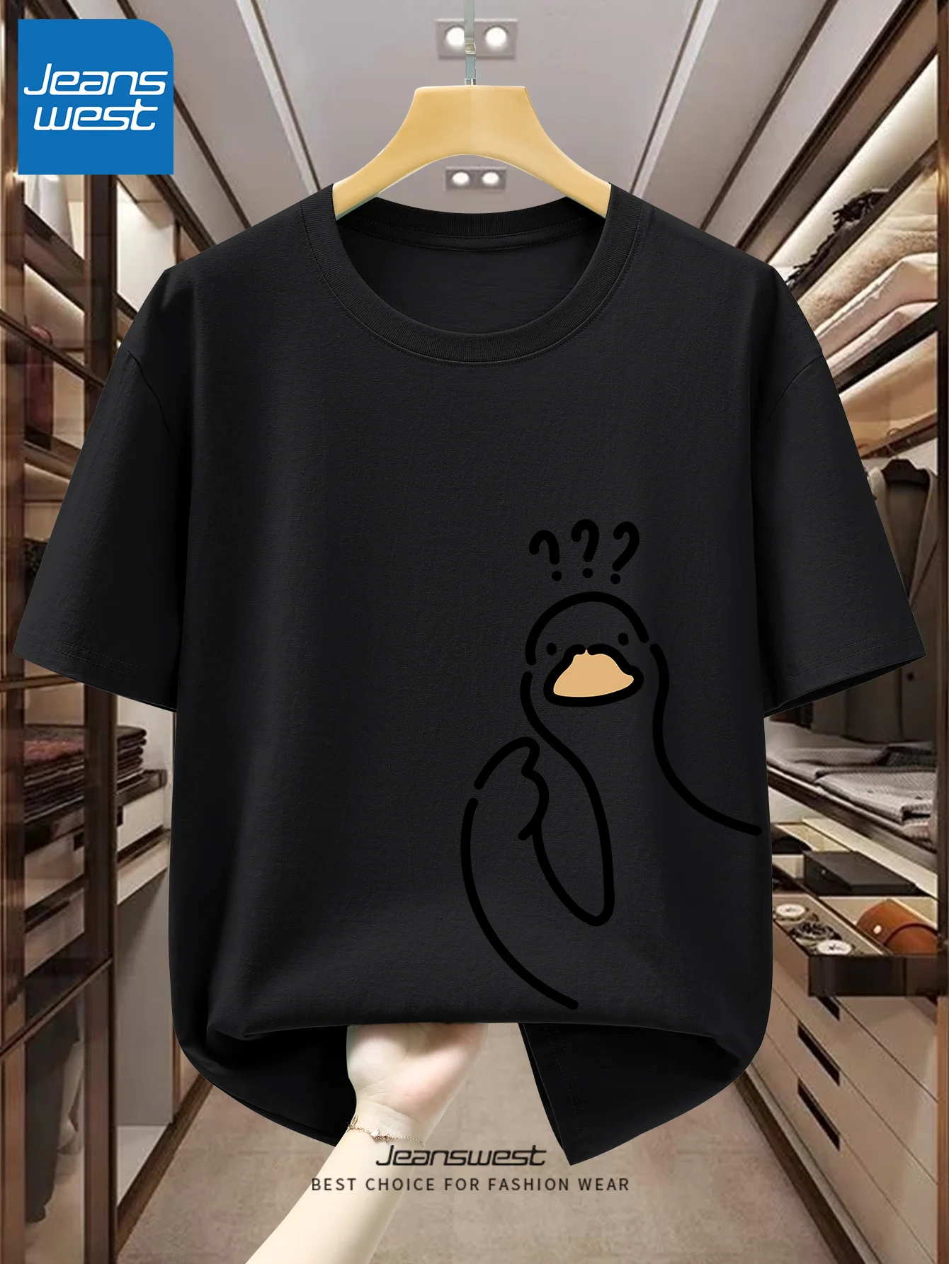 Men's 100% Pure Cotton Fashionable Casual Loose Sports cartoon Pigeon Pattern Printed Round Neck Short Sleeved T-Shirt Top