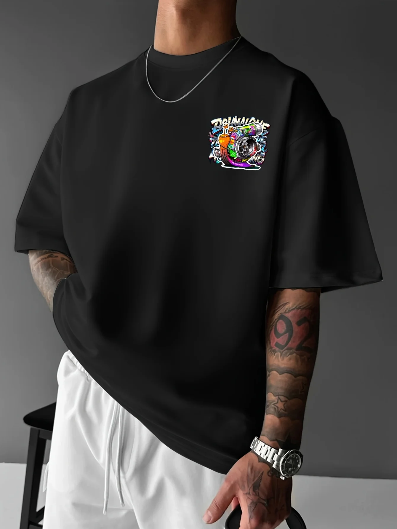 Turbo Snail Graffiti Print on Premium 100% Cotton Mens T Shirt Perfect for Summer Urban Street Style