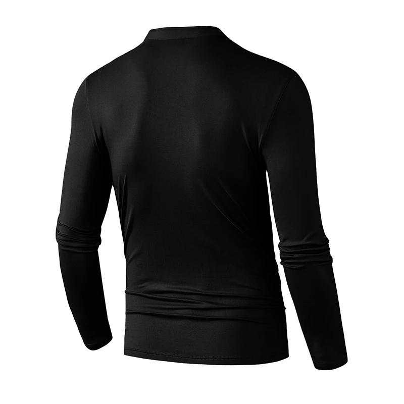 High-Quality Men's Half-Zip T-Shirt Wrinkle-Resistant Long Sleeve Casual Business Top