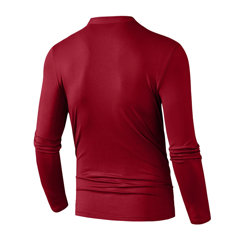 High-Quality Men's Half-Zip T-Shirt Wrinkle-Resistant Long Sleeve Casual Business Top