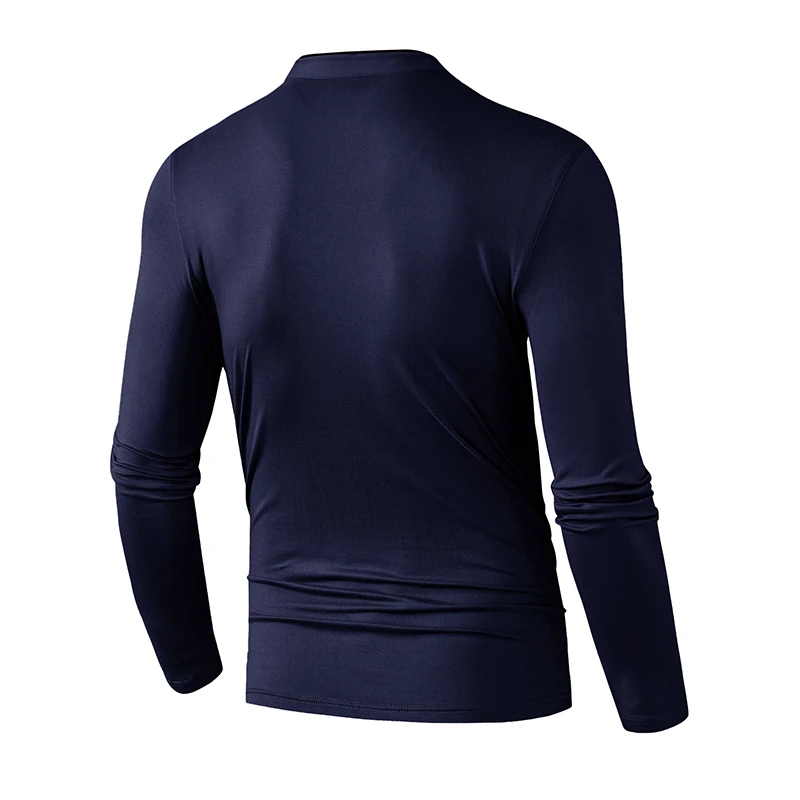 High-Quality Men's Half-Zip T-Shirt Wrinkle-Resistant Long Sleeve Casual Business Top