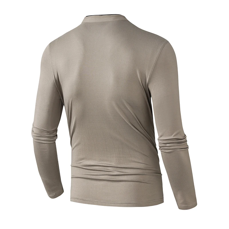 High-Quality Men's Half-Zip T-Shirt Wrinkle-Resistant Long Sleeve Casual Business Top