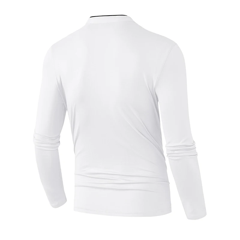 High-Quality Men's Half-Zip T-Shirt Wrinkle-Resistant Long Sleeve Casual Business Top
