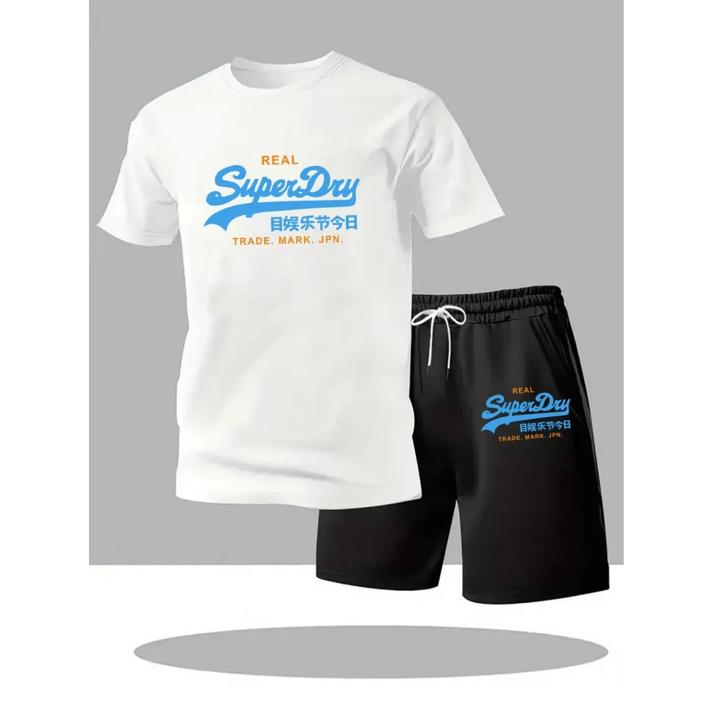 2026 Men's Summer Outdoor Leisure Mesh Sports Set, Fashionable Breathable Short Sleeve T-shirt and Shorts Two Piece Set