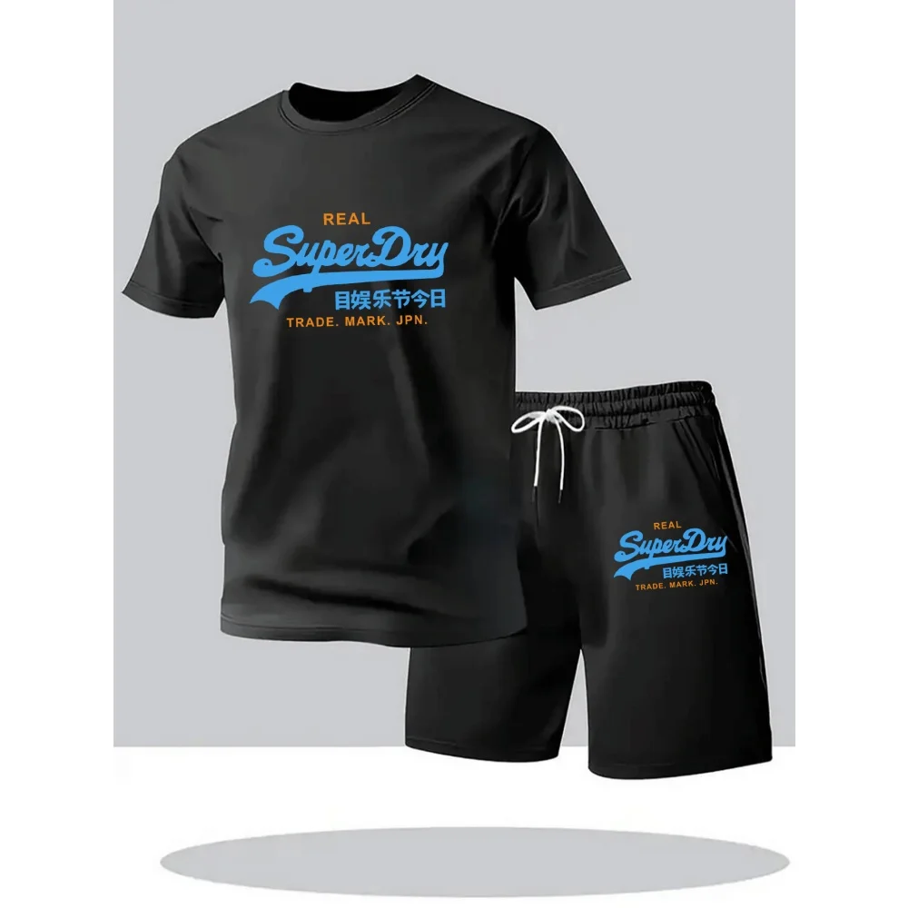 2026 Men's Summer Outdoor Leisure Mesh Sports Set, Fashionable Breathable Short Sleeve T-shirt and Shorts Two Piece Set