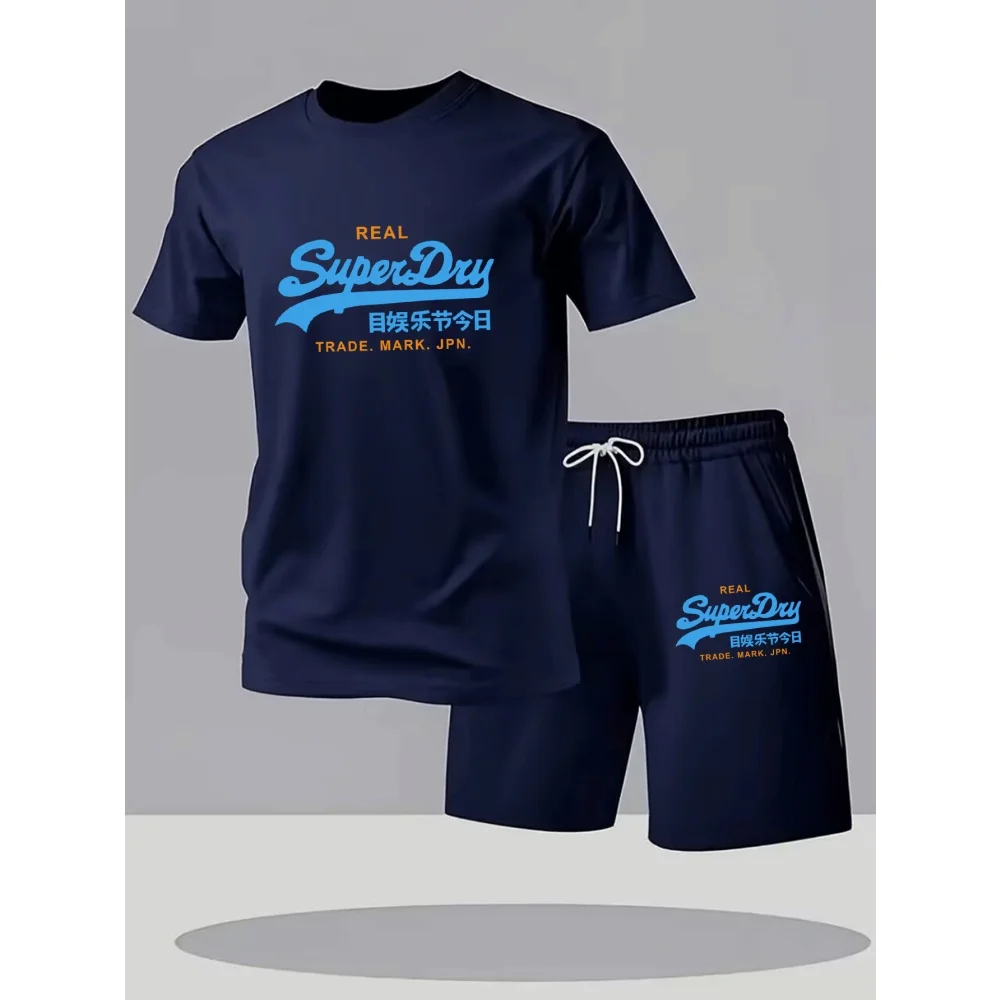 2026 Men's Summer Outdoor Leisure Mesh Sports Set, Fashionable Breathable Short Sleeve T-shirt and Shorts Two Piece Set