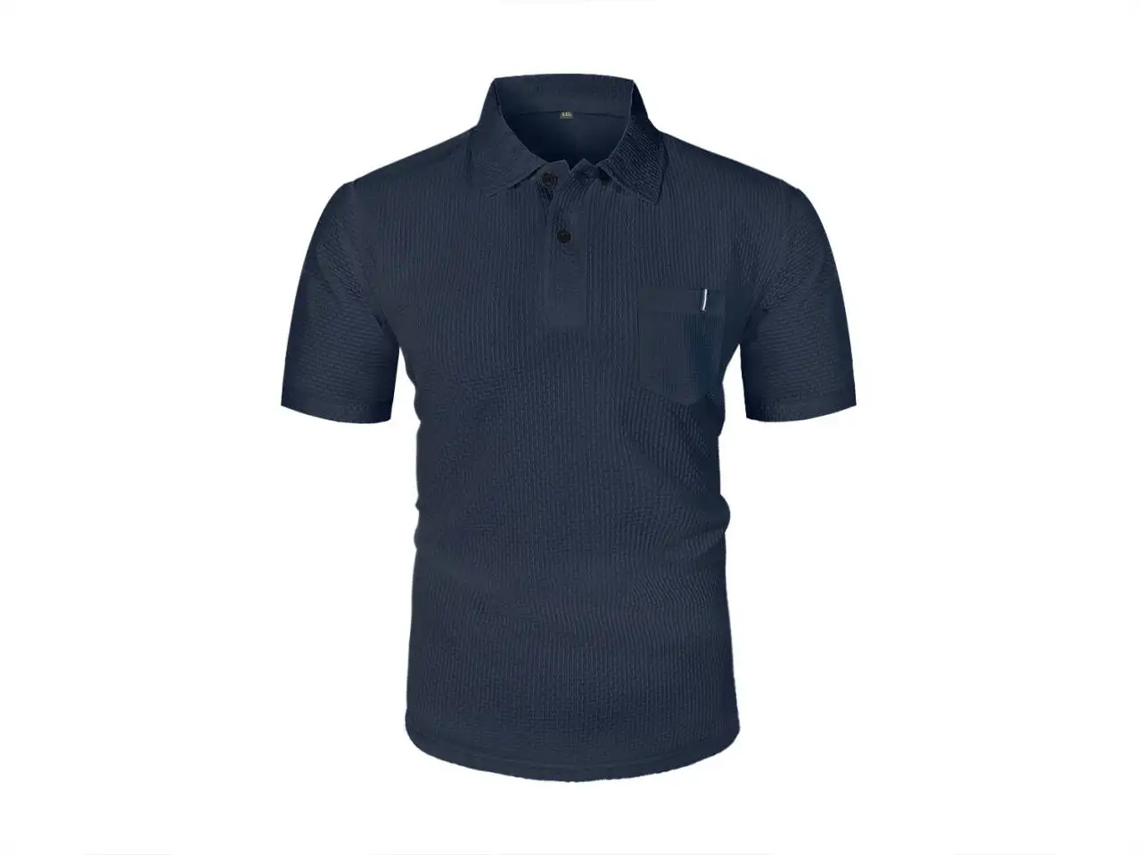 Summer ice silk lapel POLO men's short-sleeved T-shirt with pockets, men's top