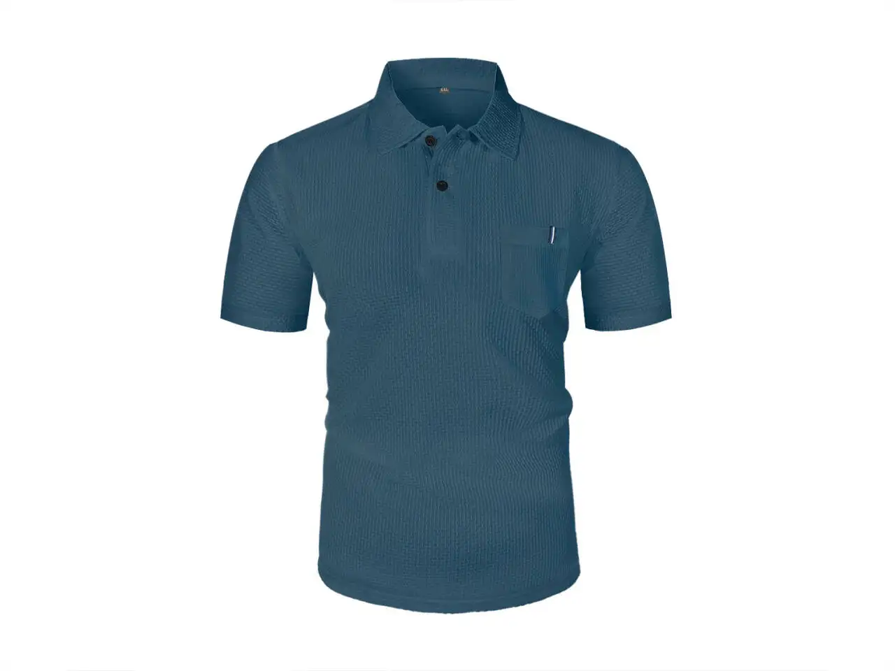 Summer ice silk lapel POLO men's short-sleeved T-shirt with pockets, men's top