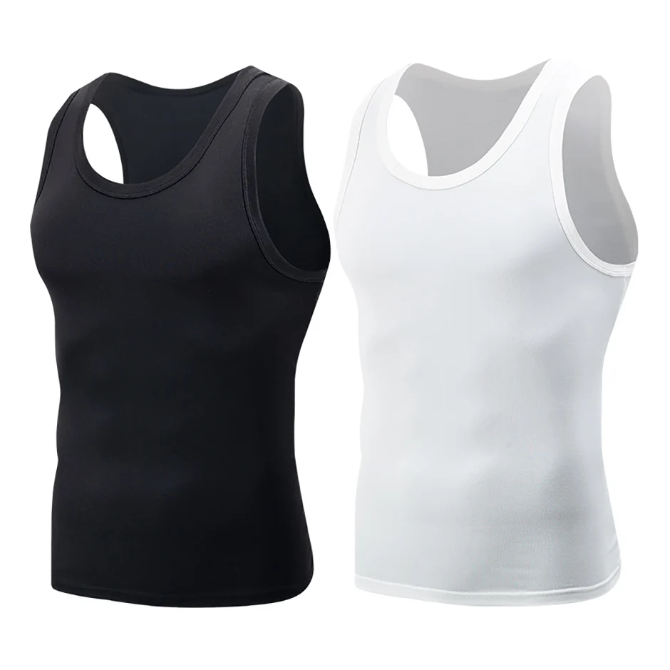 1/3/5 Pcs Men's Solid Color Simple Fashion Fitness Vest Plus Size Youth Sports Physical Education Class Sleeveless T-shirt Tight