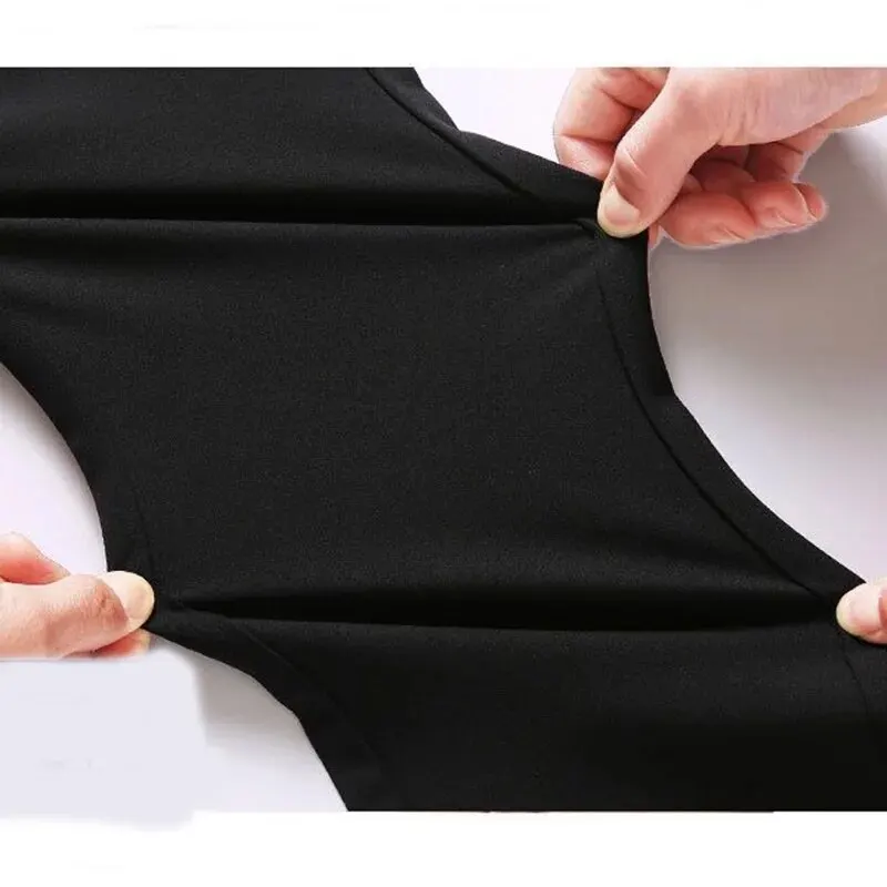 Men's Elastic Straight Pants Business Casual Long Suit Pants Male Formal Trousers Solid Colors Black BLue