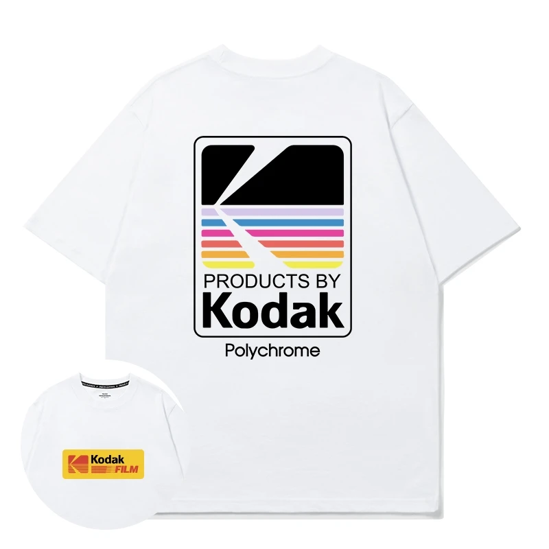 2026 Summer Pure Cotton T-shirt Hip-hop Style Kodak New Printed T-shirt for Men Women Unisex Harajuku Style Short Sleeve Top
