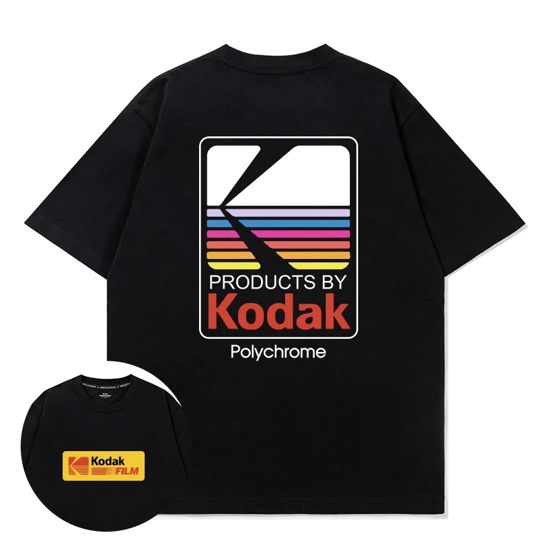 2026 Summer Pure Cotton T-shirt Hip-hop Style Kodak New Printed T-shirt for Men Women Unisex Harajuku Style Short Sleeve Top