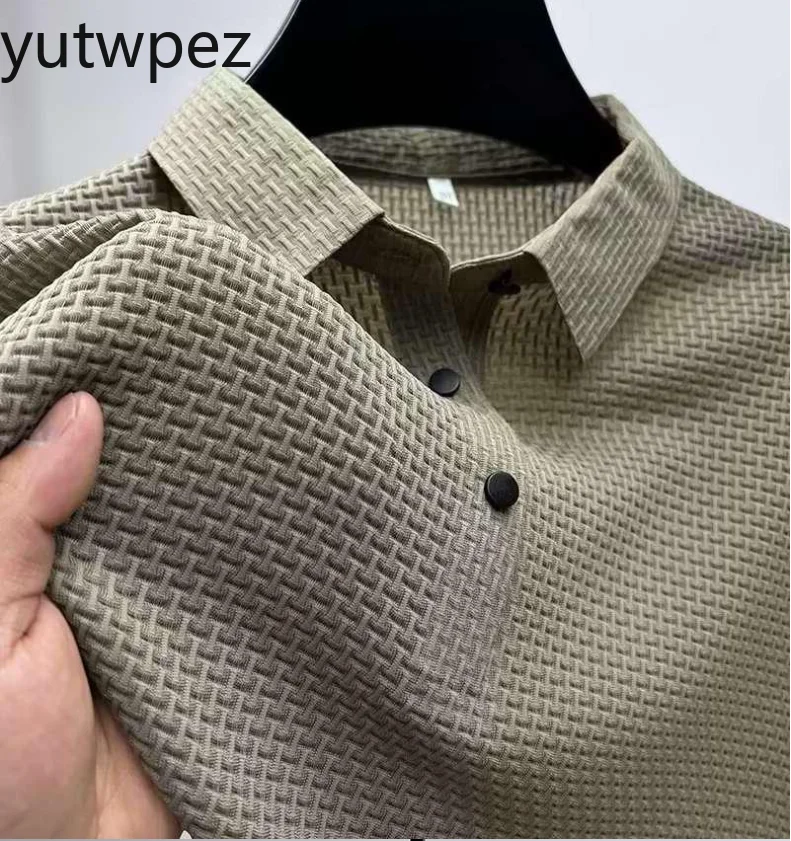 Fat and Plus Size Men's Short Sleeved T-shirt, Ice Silk Mesh Shirt Collar, High-end Solid Color Polo Shirt, Half Sleeved Top For