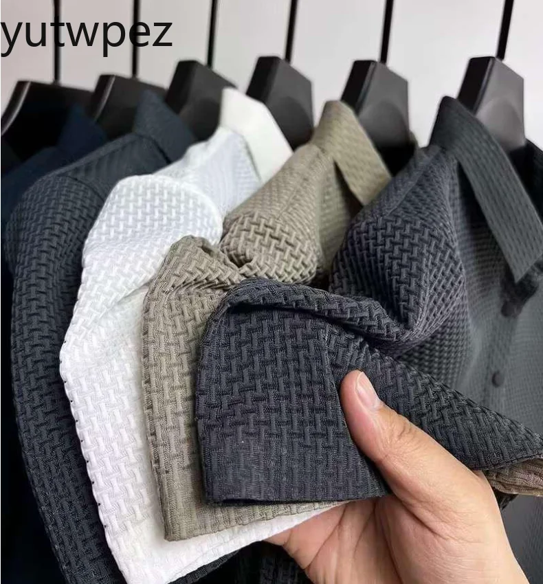 Fat and Plus Size Men's Short Sleeved T-shirt, Ice Silk Mesh Shirt Collar, High-end Solid Color Polo Shirt, Half Sleeved Top For