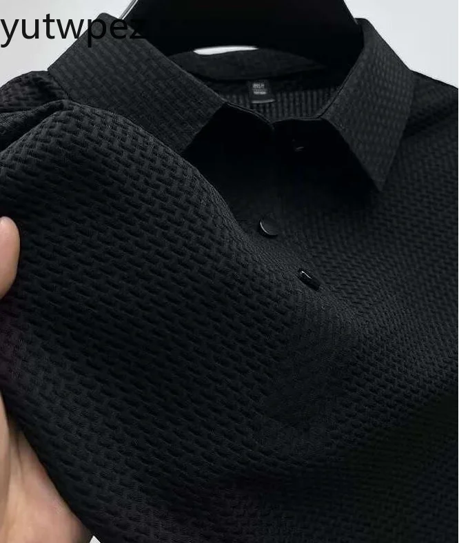 Fat and Plus Size Men's Short Sleeved T-shirt, Ice Silk Mesh Shirt Collar, High-end Solid Color Polo Shirt, Half Sleeved Top For
