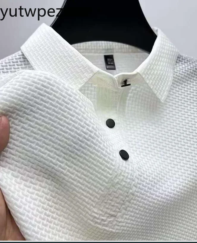 Fat and Plus Size Men's Short Sleeved T-shirt, Ice Silk Mesh Shirt Collar, High-end Solid Color Polo Shirt, Half Sleeved Top For