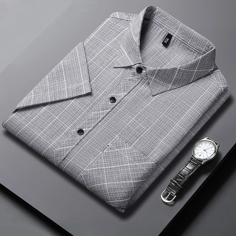 New Men's Business Casual Short Sleeved Printed Shirt with Wrinkle Resistance No Ironing Comfortable All Season Versatile Top