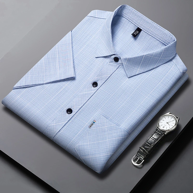 New Men's Business Casual Short Sleeved Printed Shirt with Wrinkle Resistance No Ironing Comfortable All Season Versatile Top